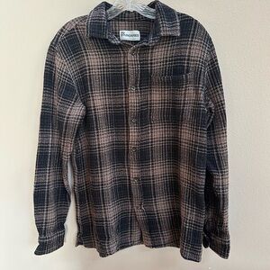 No Boundaries brown black plaid Men's SMALL textured waffle long sleeve Grunge